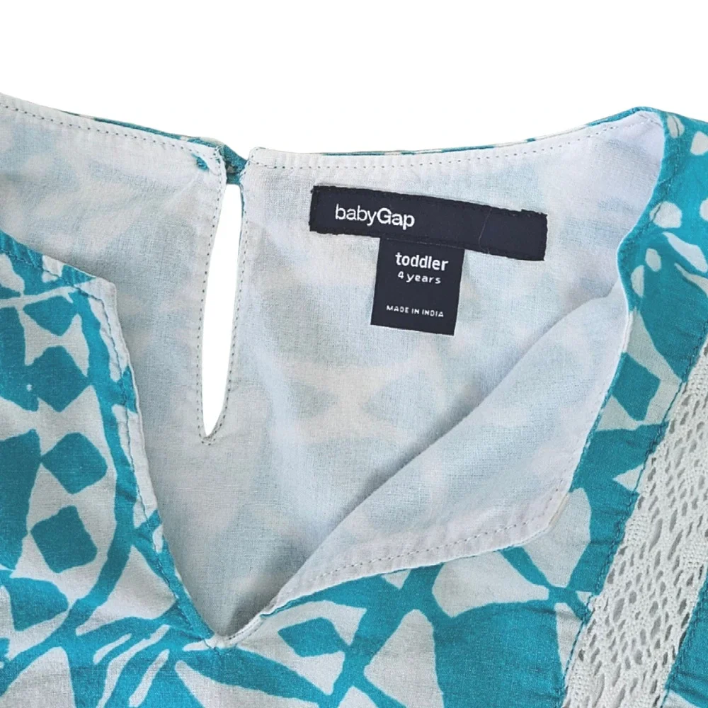 babyGap Toddler 4T 4 Years Turquoise Blue White Medallion Crochet Lace Dress